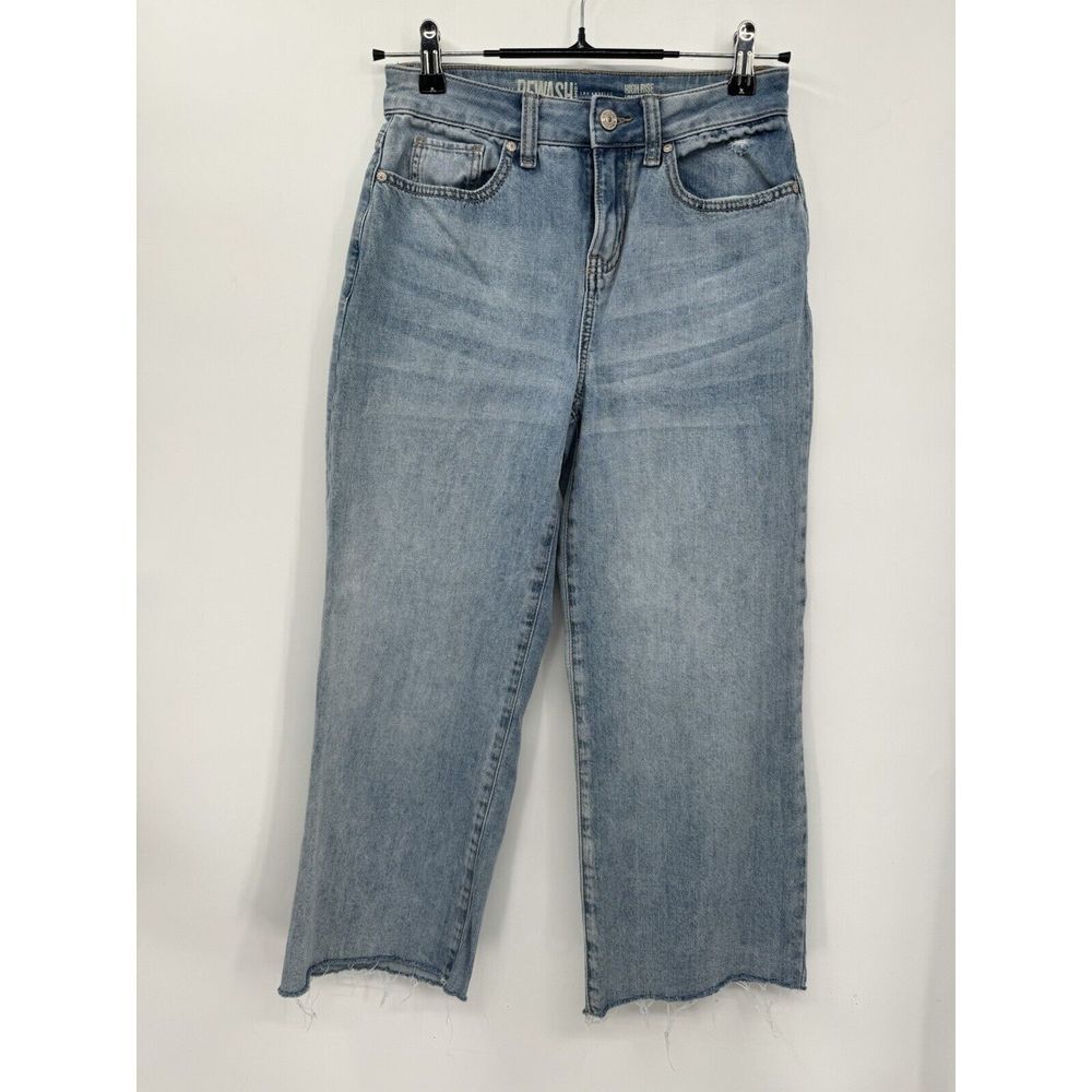 Rewash Size 1 Wide Leg Jeans Womens Light Blue High Rise Vintage Reunion Raw Hem